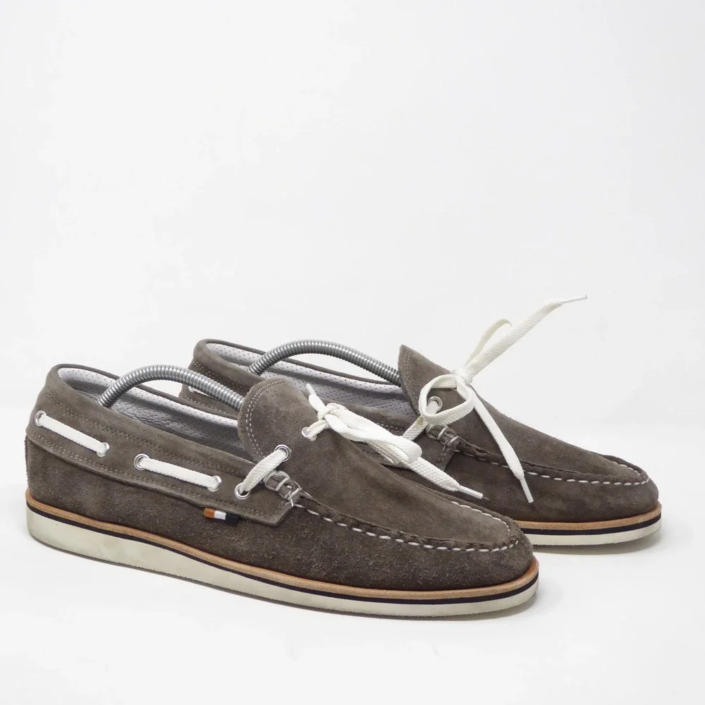 Allen Edmonds Mens Costa Brava Slip On Boat Shoes Gray Suede Size 10.5 D